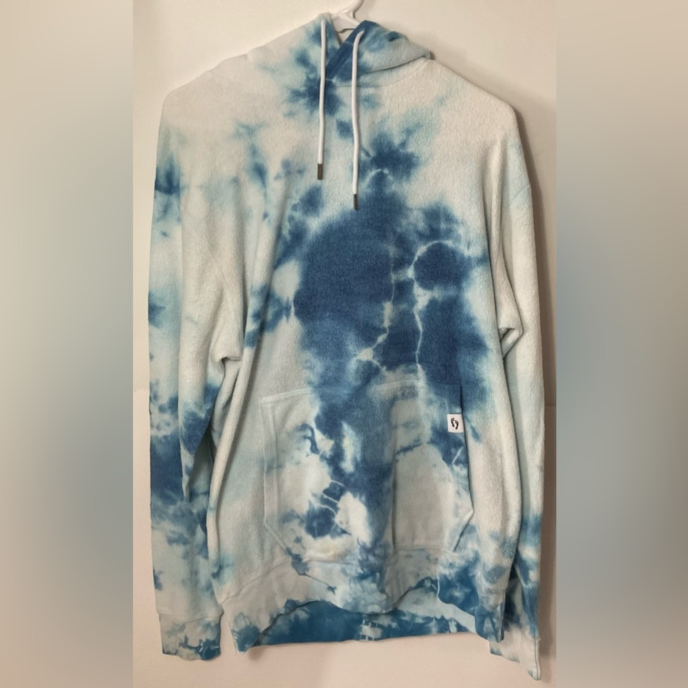 Feat Tie-Dye Patterned Hoodie Blue and White Size M